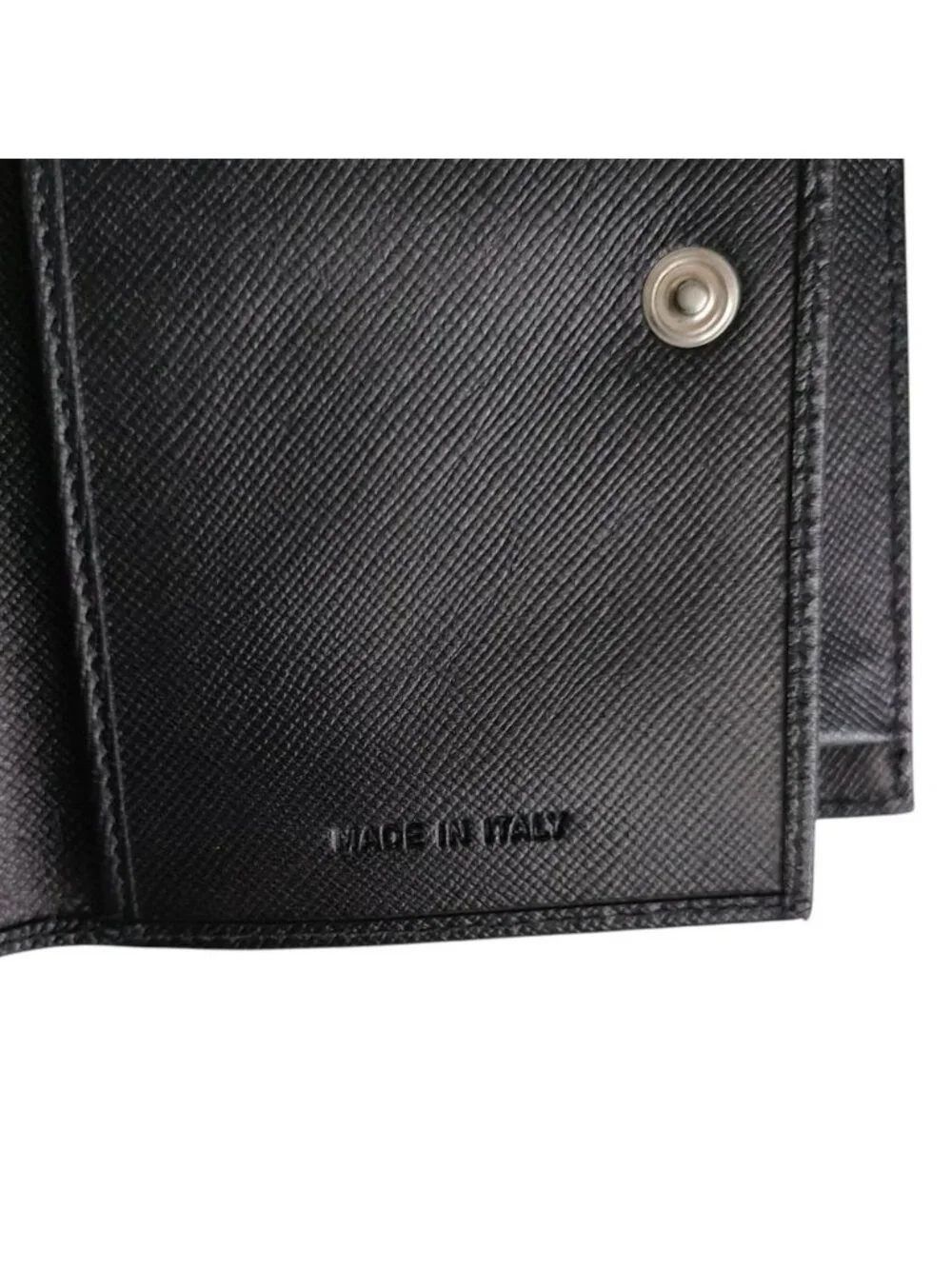 Prada Nylon Saffiano Leather Compact Wallet Bifold Black